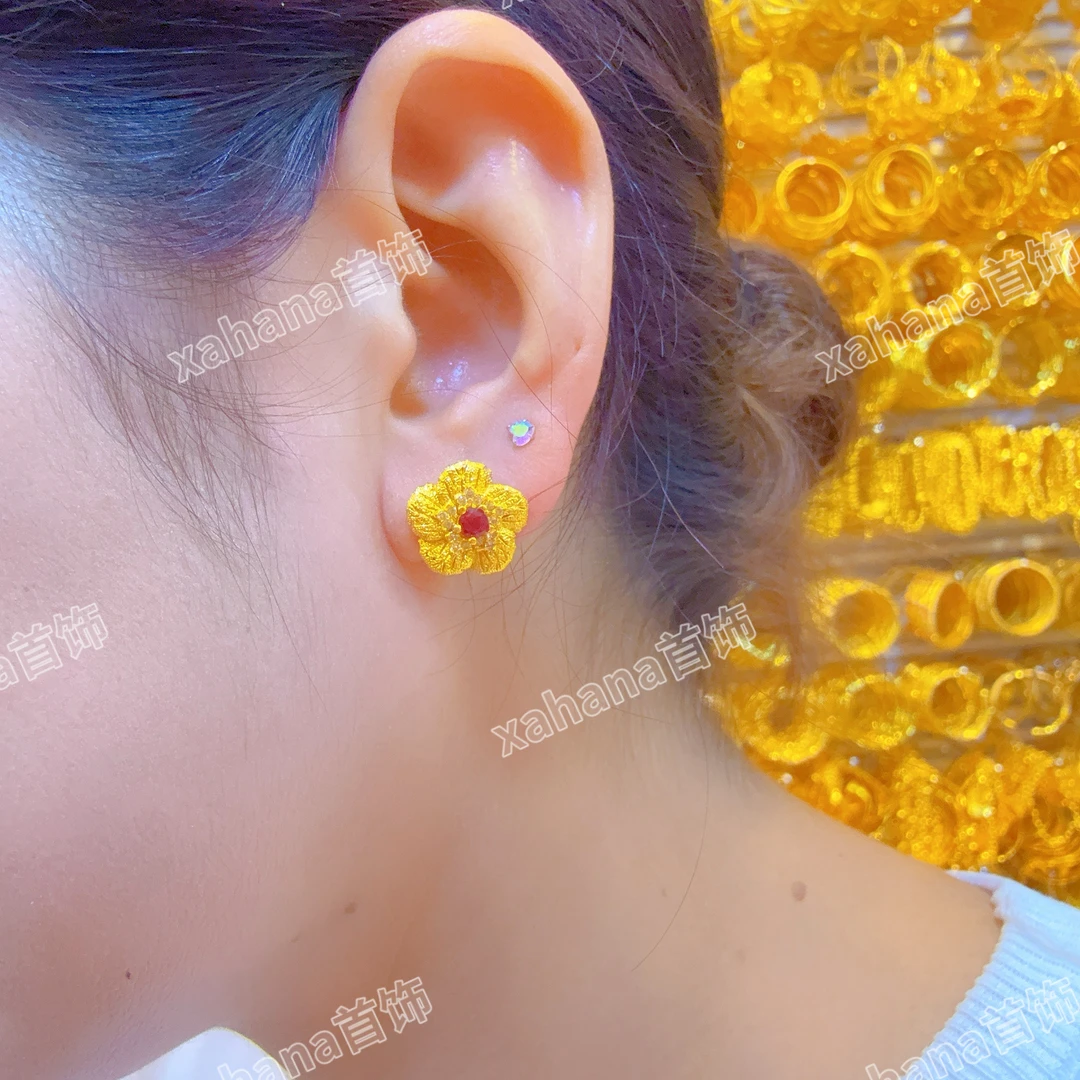 铜合金亚克力耳饰 新款精美时尚复古风耳钉气质精致简约不易掉色