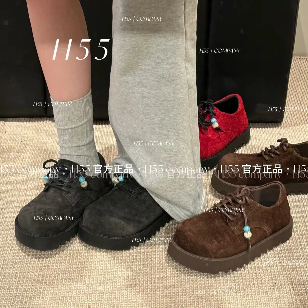 H55-黑曜石-牛津游牧风大头米奇勃肯鞋4cm 10-2833-RD