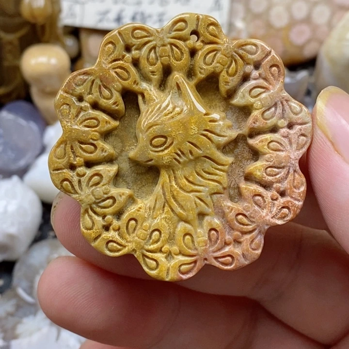 颈饰未镶嵌硅化珊瑚（珊瑚玉）