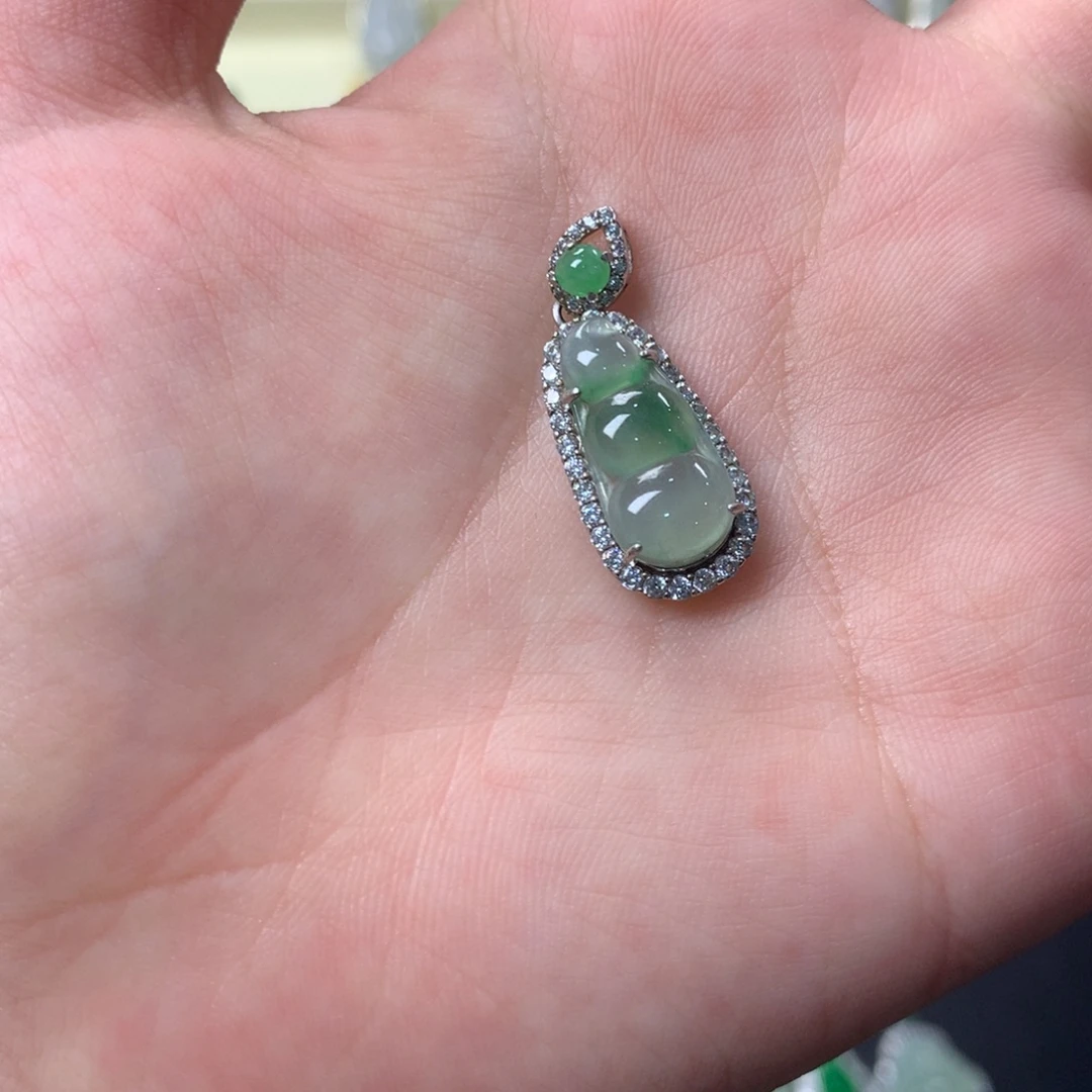 翡翠银S925镶嵌挂件