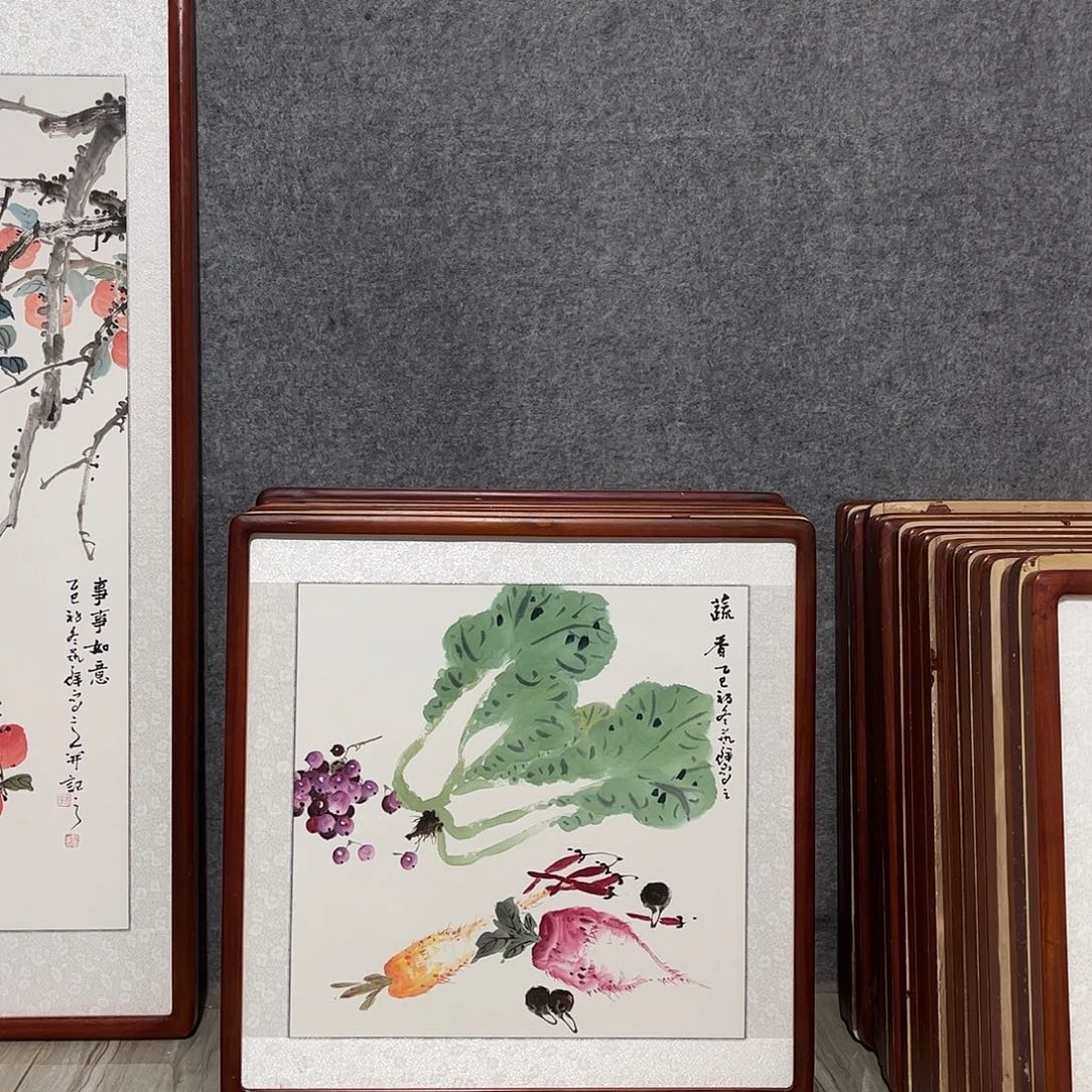 国画书画作品带框63×63