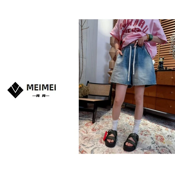 XMM.【GZ四分牛仔短裤】时尚牛仔直筒牛仔水洗做旧休闲百搭裤GZ1265