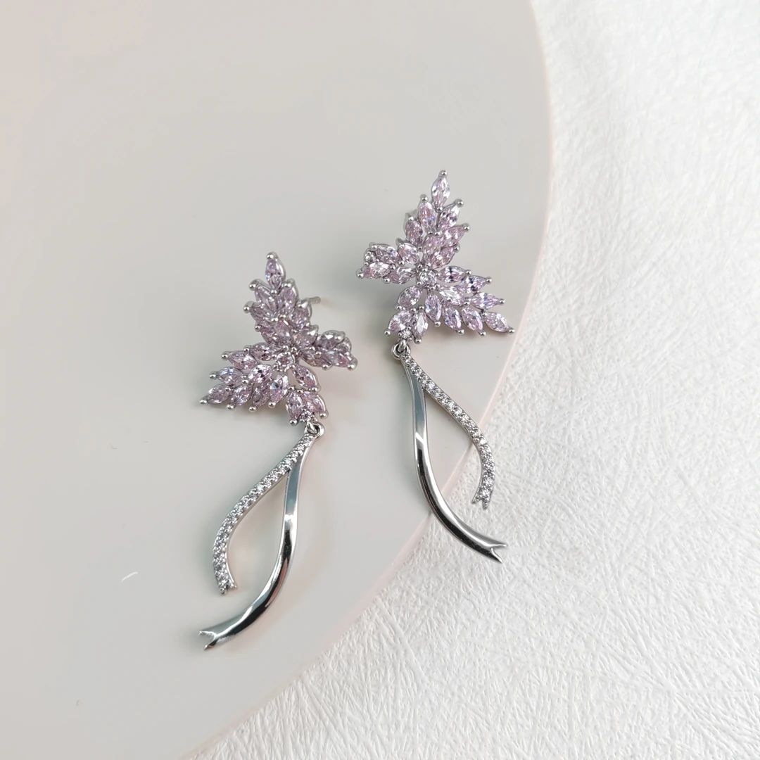 XUPING/旭平首饰 合金合成锆石耳饰 夏上新蝴蝶 GDJ X000956984