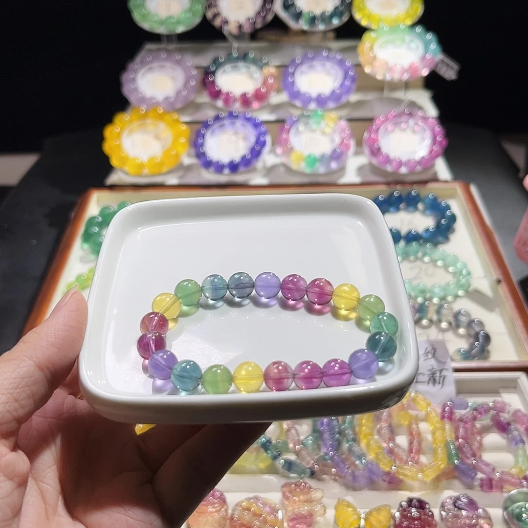 手串萤石未镶嵌9m彩虹