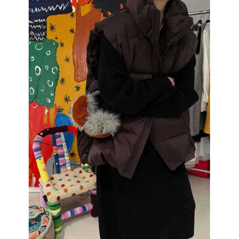 立领极简白鸭绒羽绒马甲 J24M499