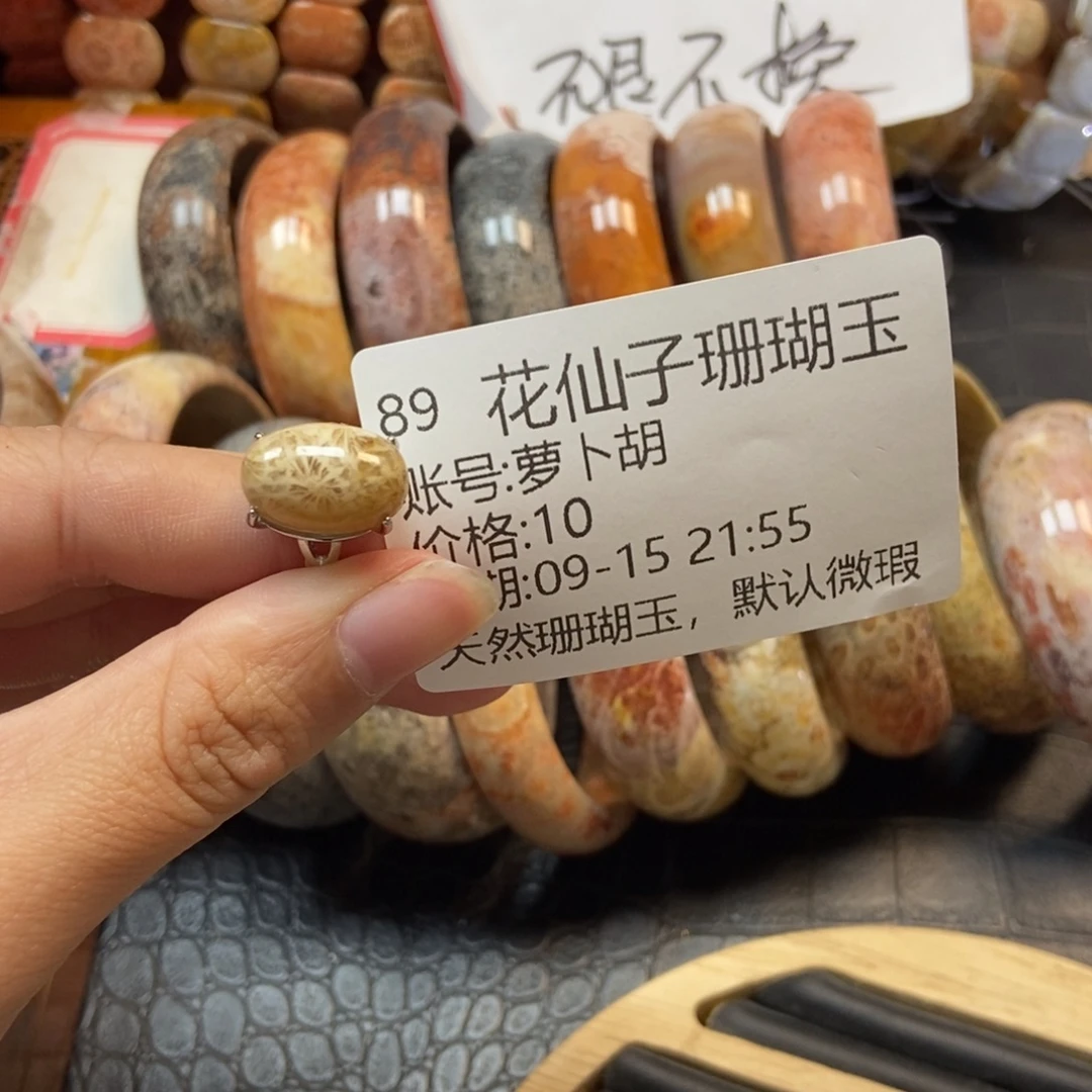 萝***胡未镶嵌硅化珊瑚（珊瑚玉）珠宝半成品89