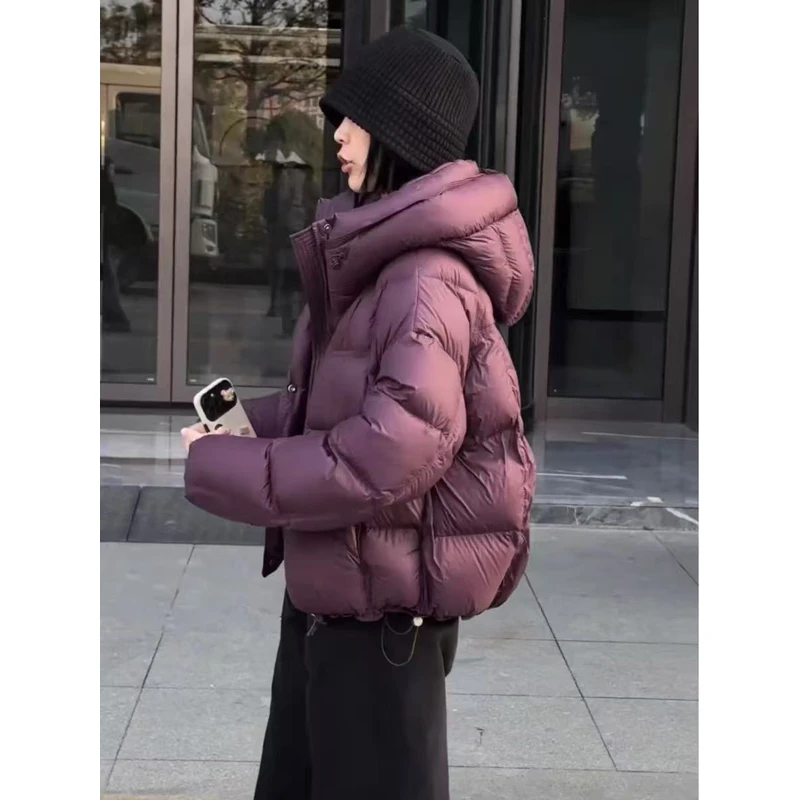 短款高级泡芙龟背羽绒服女2025冬新款宽松百搭加厚连帽面包服外套