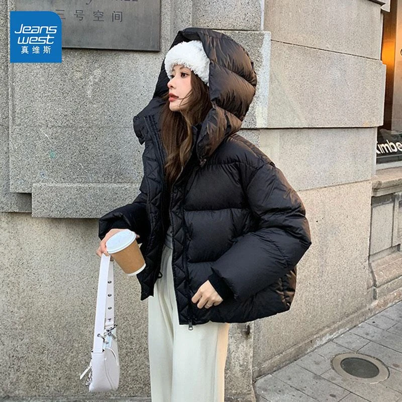 真维斯韩系慵懒宽松休闲百搭上衣小个子冬季连帽棉服外套女装GL