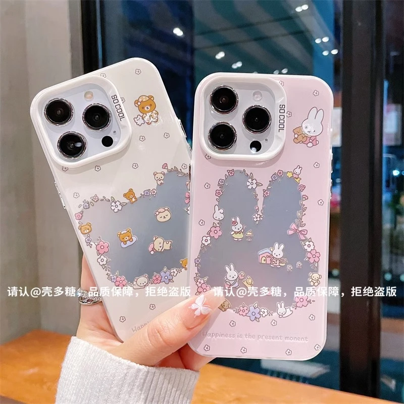 可爱小熊兔子适用苹果16手机壳新款华为小众vivo高级感小米15oppo