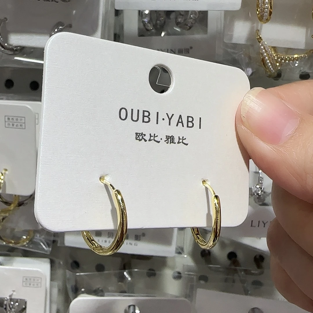 合成碳硅石纯铜金色耳扣