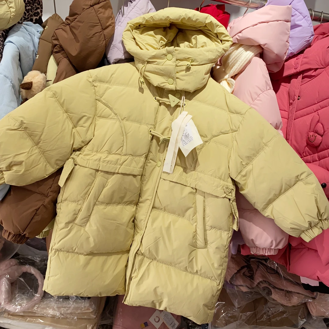 中长款女公主风羽绒服保暖时尚纯色冬款女童冬季秋冬