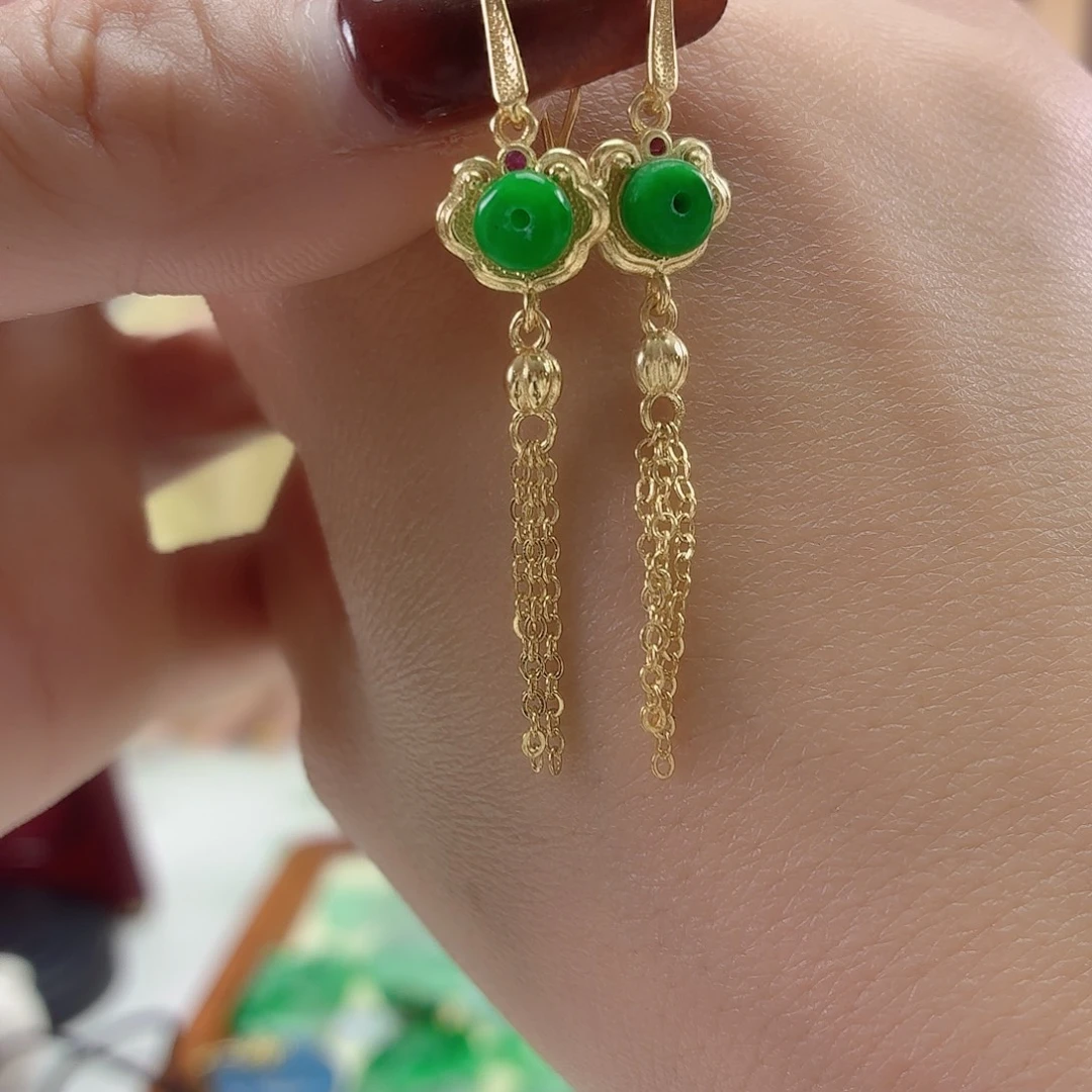 翡翠银S925镶嵌耳饰翡翠