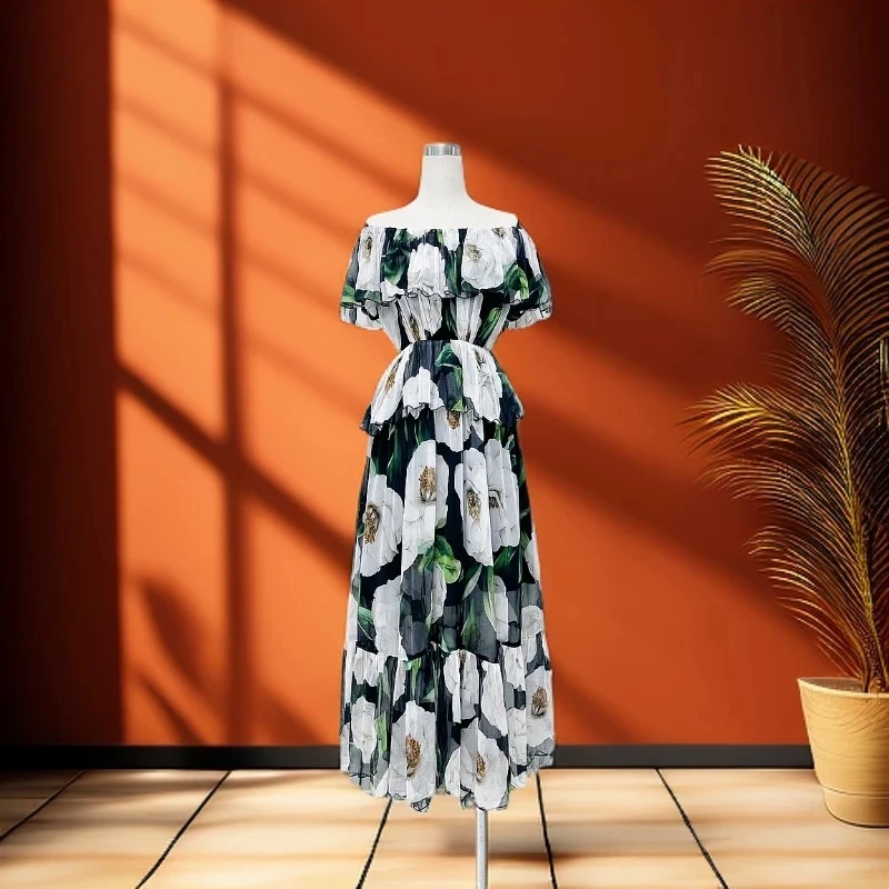 【白蔷薇物语】2025春夏气质优雅显瘦轻奢连衣裙FS-03-1