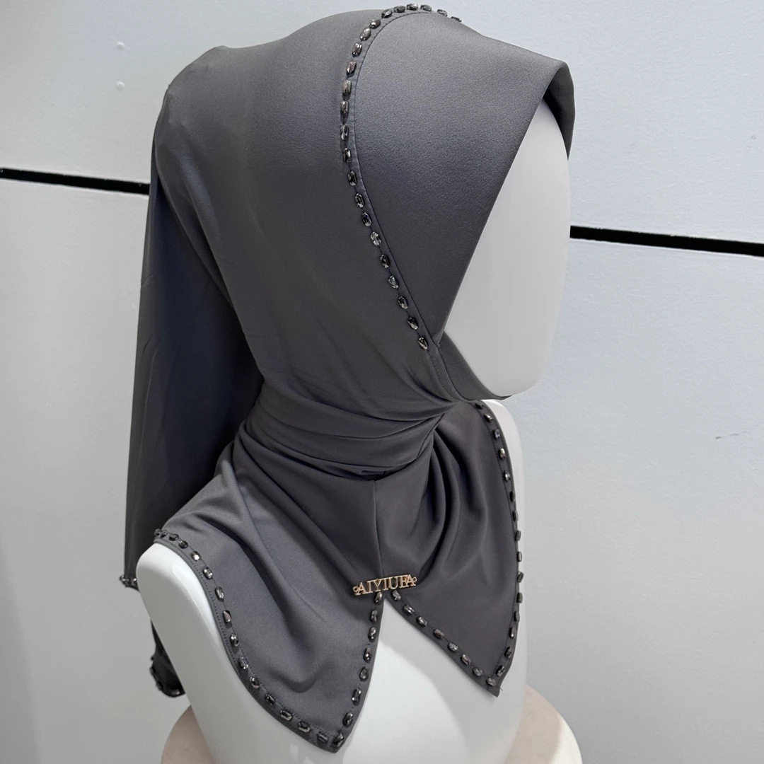 高端品质特立体帽檐款手缝套头巾（前开叉）