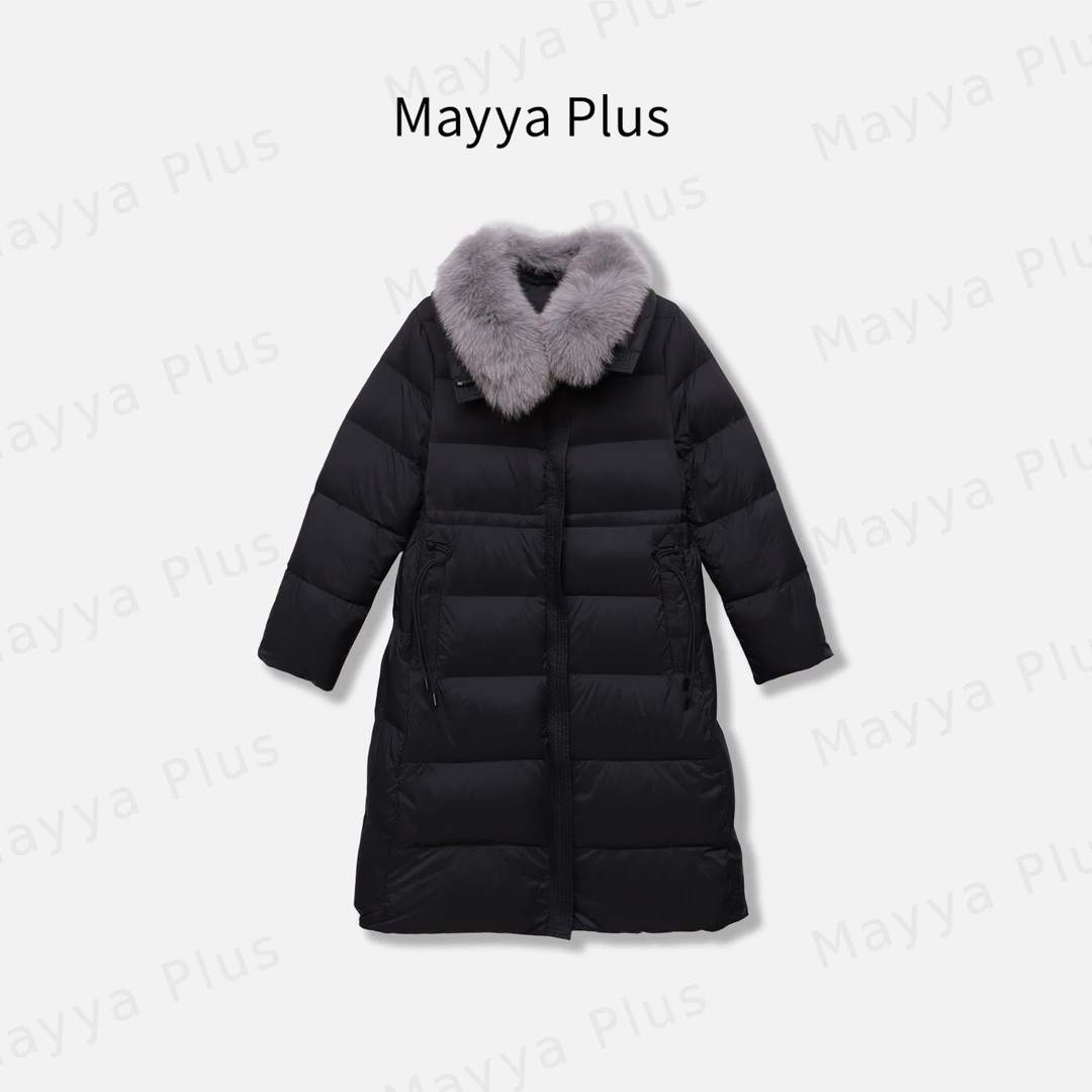 【女神战袍】Mayya Plus麦芽定制气质显瘦流光风长羽绒服32547071
