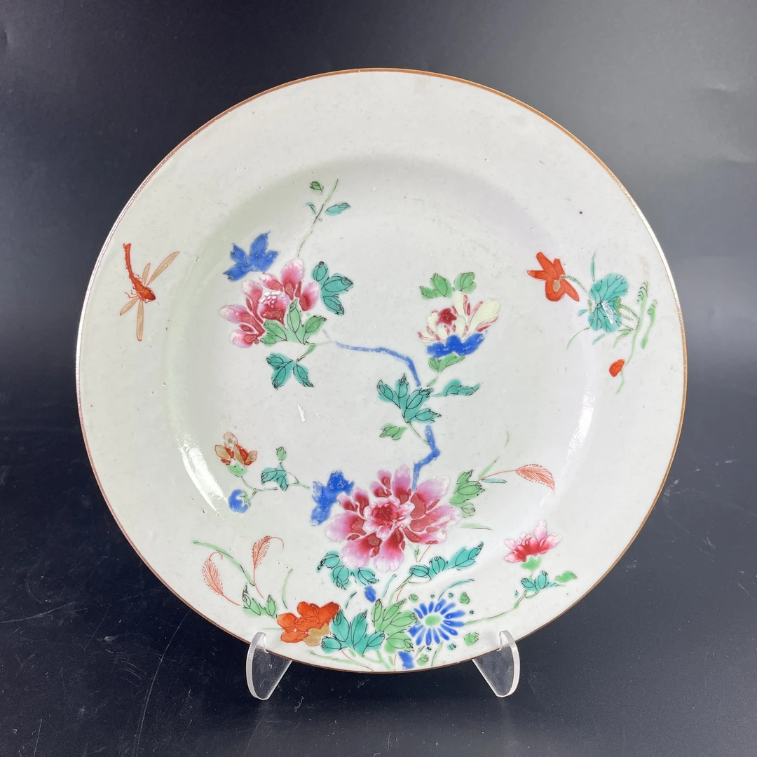 25070114清雍正粉彩花卉纹赏盘 直径22.5cm A02569