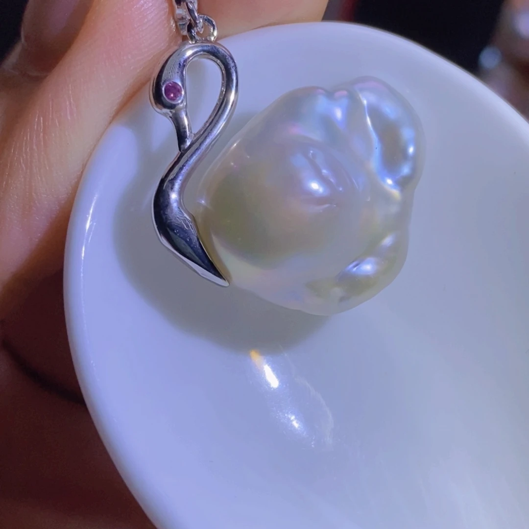 银S925镶嵌淡水珍珠微瑕