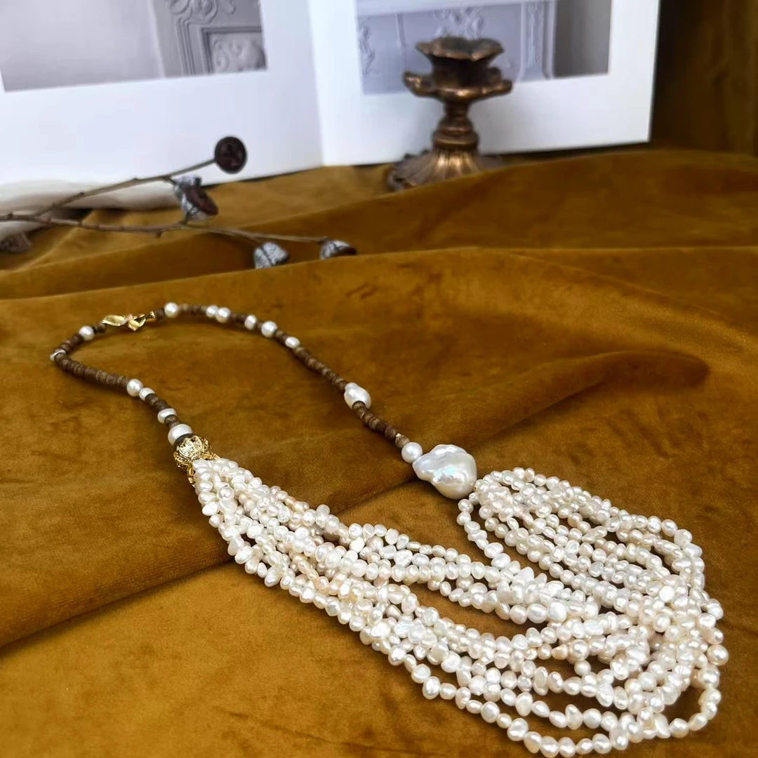 合金项链 【日落西方】将夏-手工轻奢10股克旭珠项链毛衣链