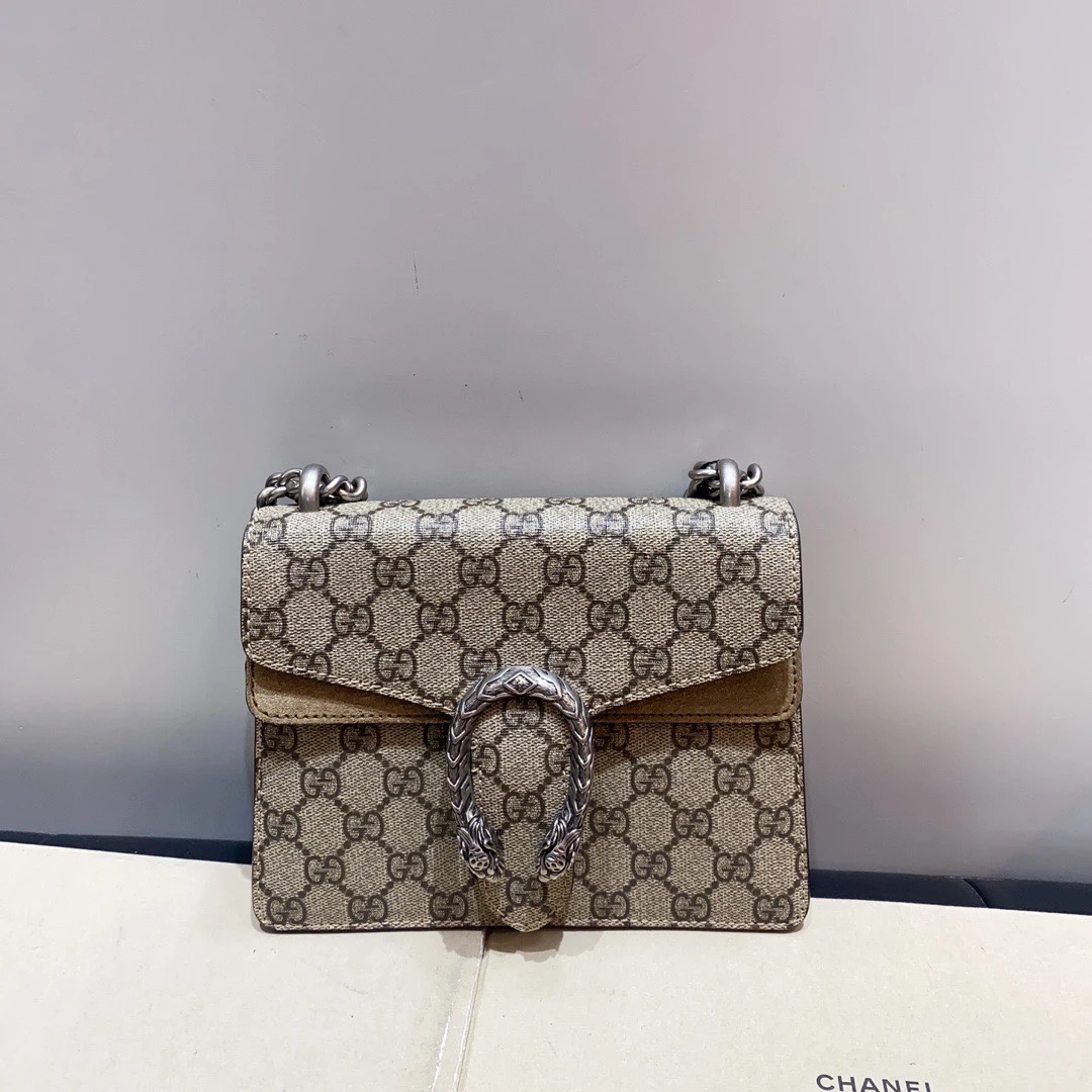 95新 GUCCI/古驰 艾派尔/Gucci 驼色酒神小号单肩包