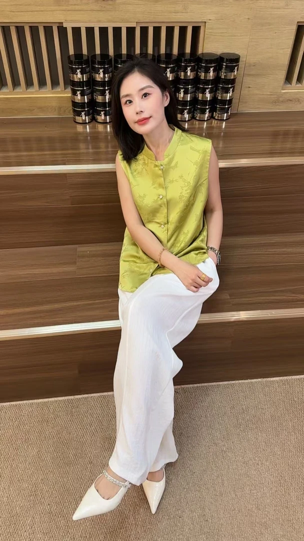 Miss huo 两面穿马甲 绿色A 8801