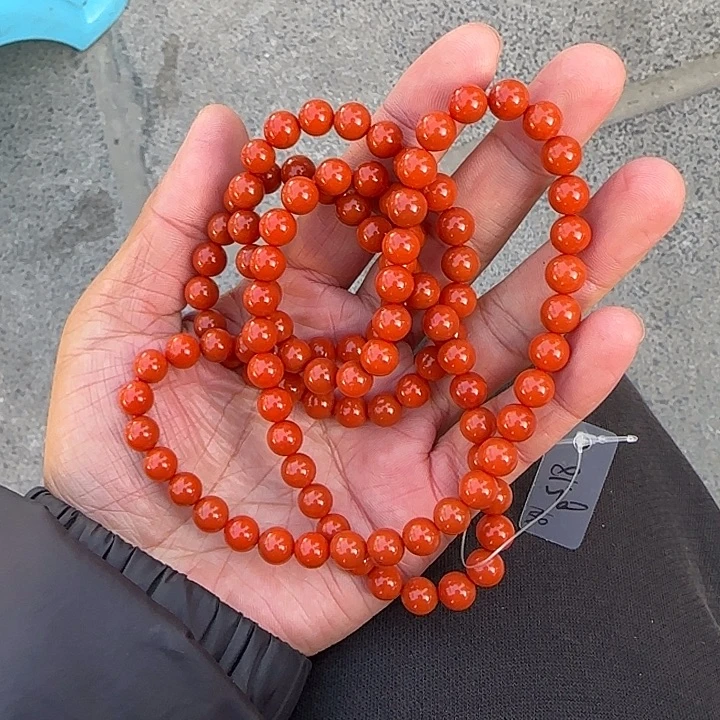 南红玛瑙未镶嵌颈饰满色满肉柿子红卡8