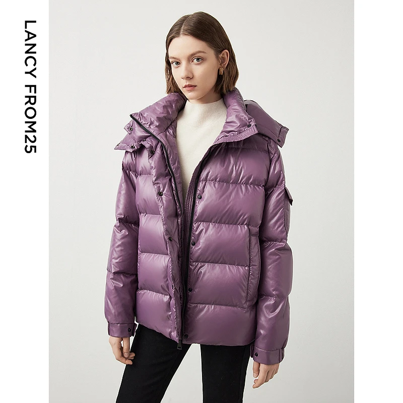 朗姿霍尔多巴吉白鹅绒气质羽绒服冬季立领设计感修身外套女欧若风