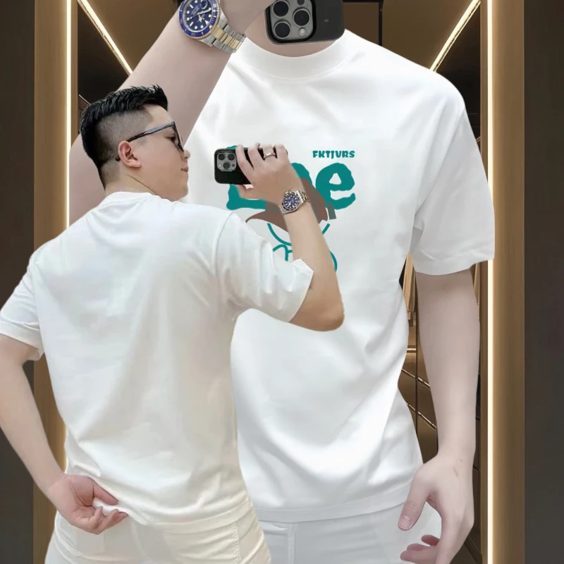 2025夏季新款短袖男t恤国潮纯棉圆领印花休闲百搭男士宽松短袖t恤