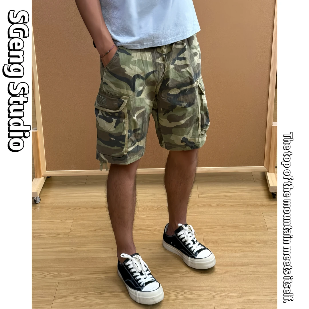 SGeng.牛仔夏季新款迷彩休闲工装短裤重磅vibe迷彩宽松工装男士