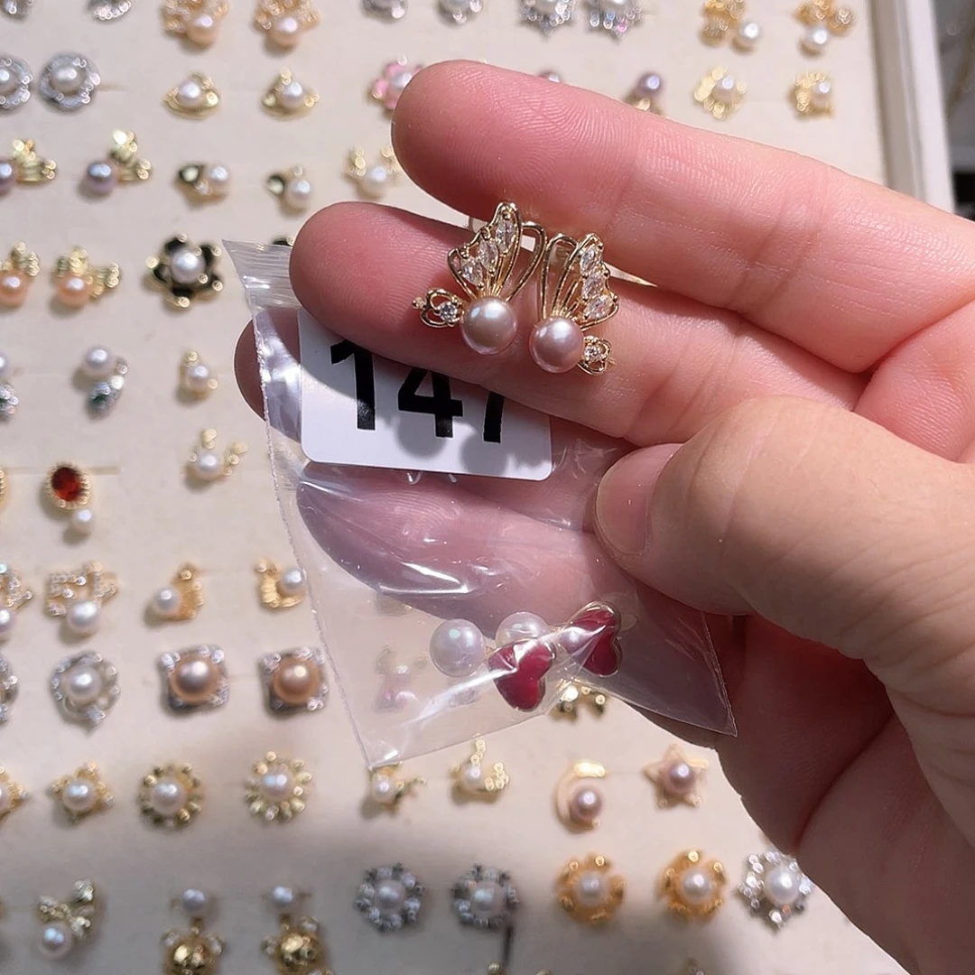 合金淡水珍珠耳饰胖*