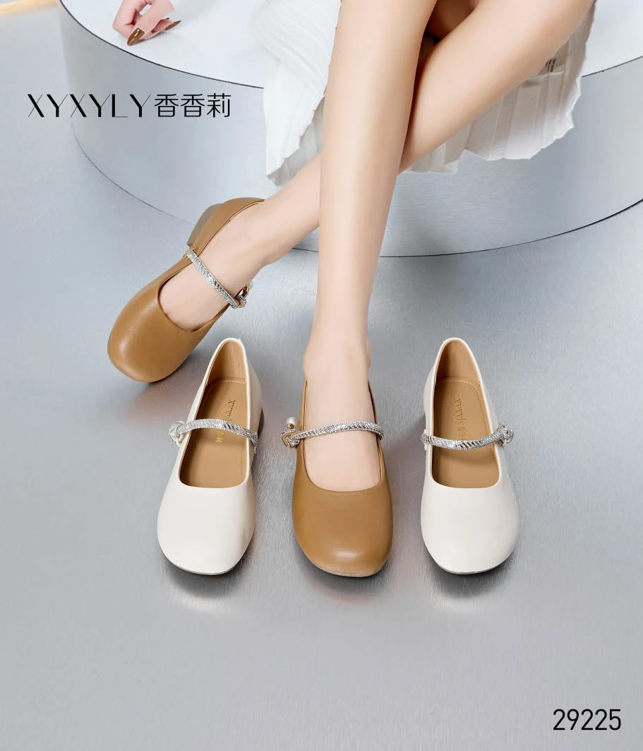 香香莉29225女鞋新款方头浅口单鞋女水钻玛丽珍小皮鞋 2025春