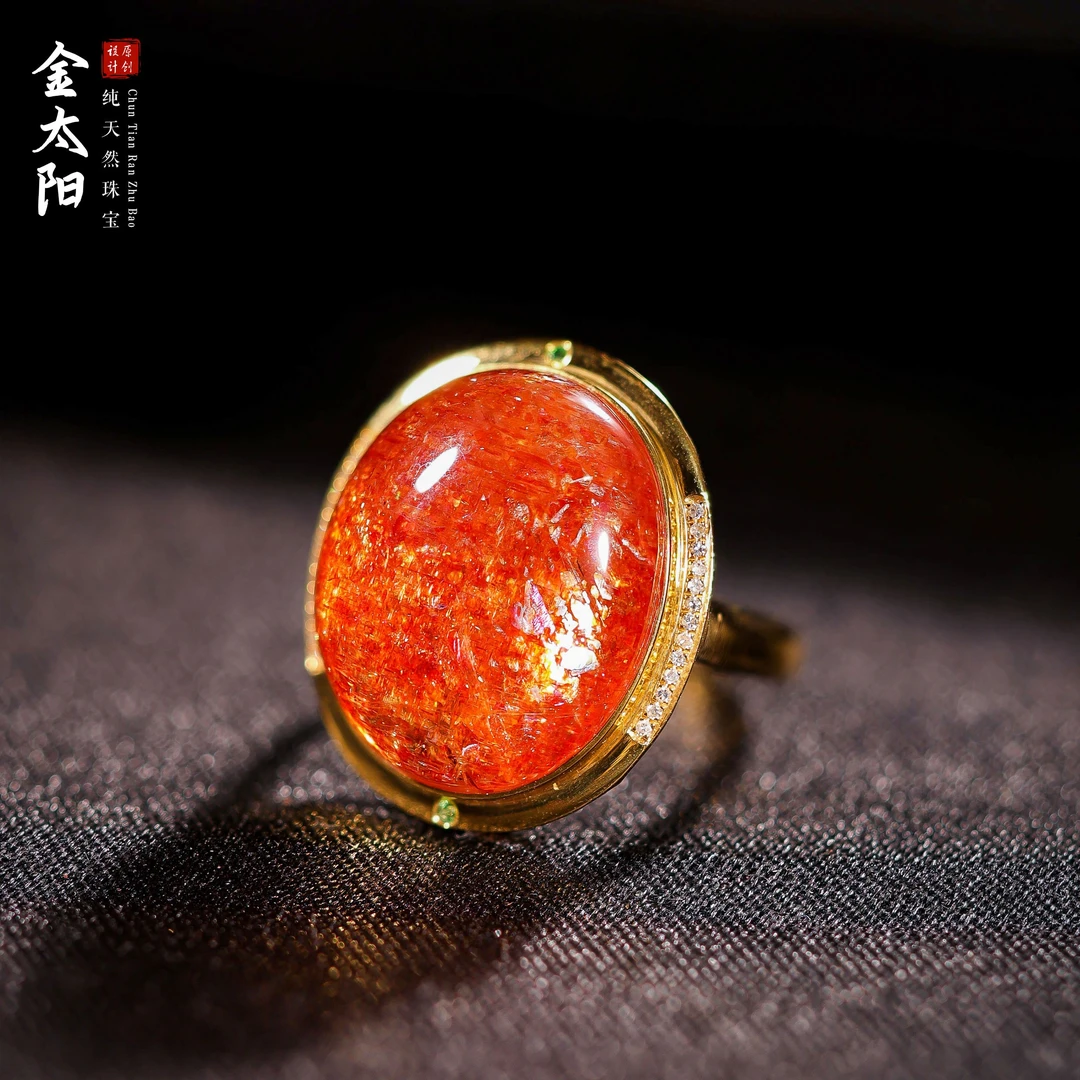 【桃总推荐】18k金镶嵌金太阳蛋面戒指@@ZY50420007
