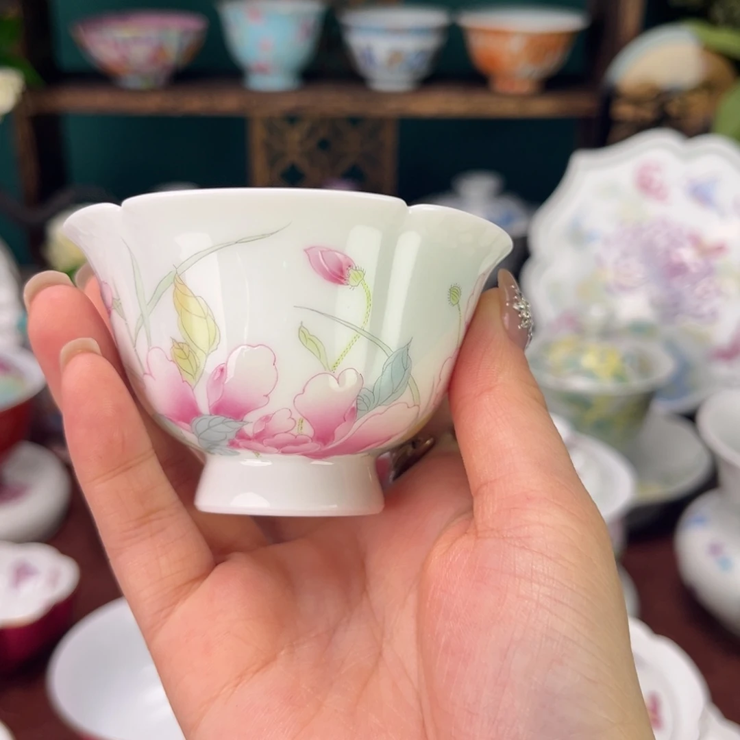 摆件陶景德镇陶瓷手绘茶杯