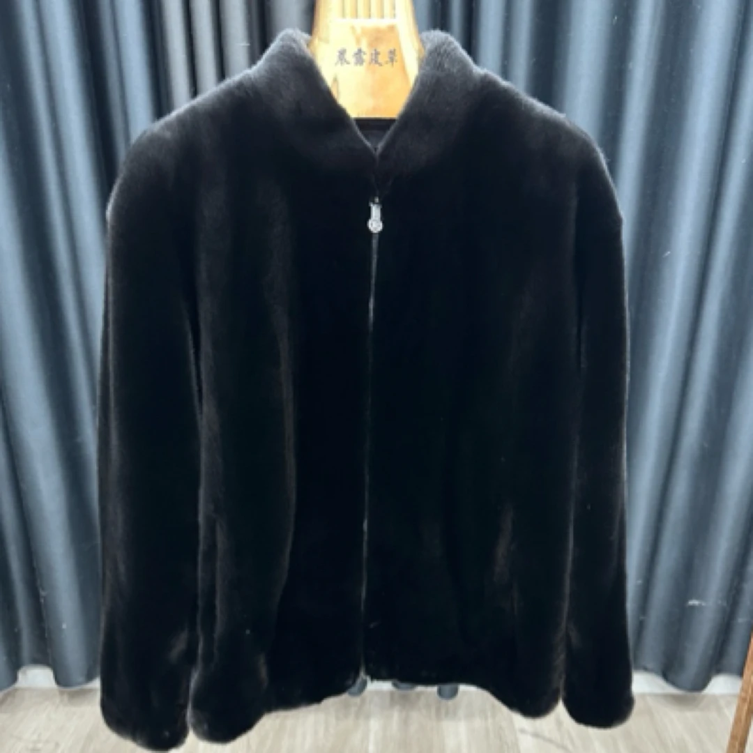 晨露【CHENLU】宝嘉美男款水貂休闲棒球领皮草冬季