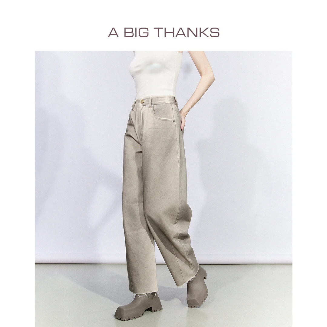 【王霏霏同款】ABIGTHANKS 秋季新款水洗做旧直筒长裤 ABT2022532