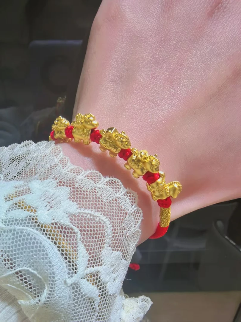 【小鹏黄金】足金999马上有钱5D手链1.41 1.42 1.44 （绳附加25）