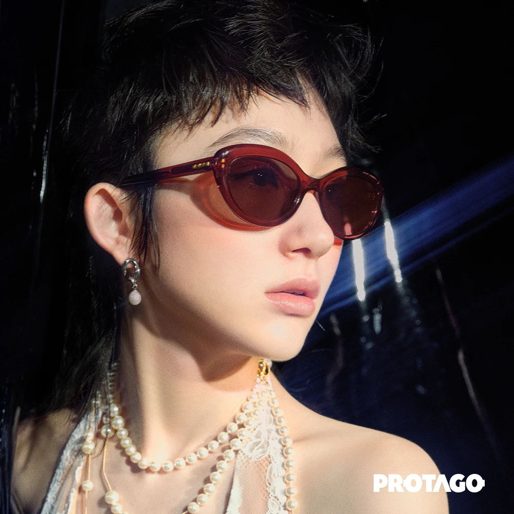 PROTAGO假日甜酷圆猫板材窄框UV400防紫外线墨镜Moscato 11I