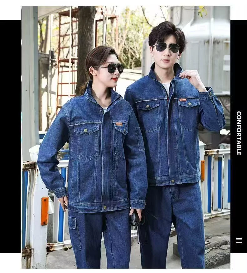 加厚秋冬牛仔防烫工作服电焊工套装立领双层耐磨劳保焊工电焊批发