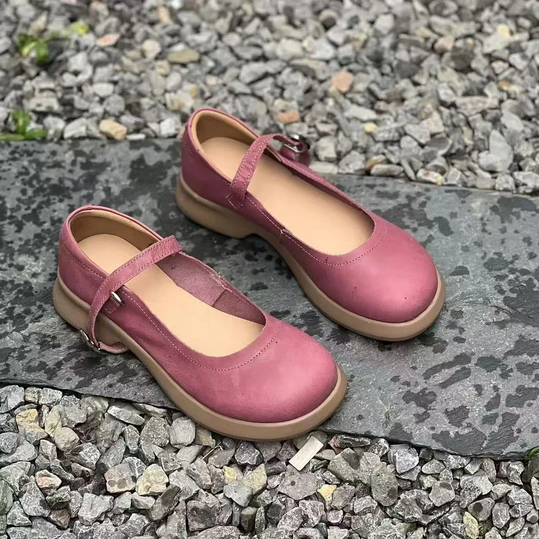 拙手作2025新款牛皮玛丽珍舒适时尚休闲百搭圆头玛丽珍