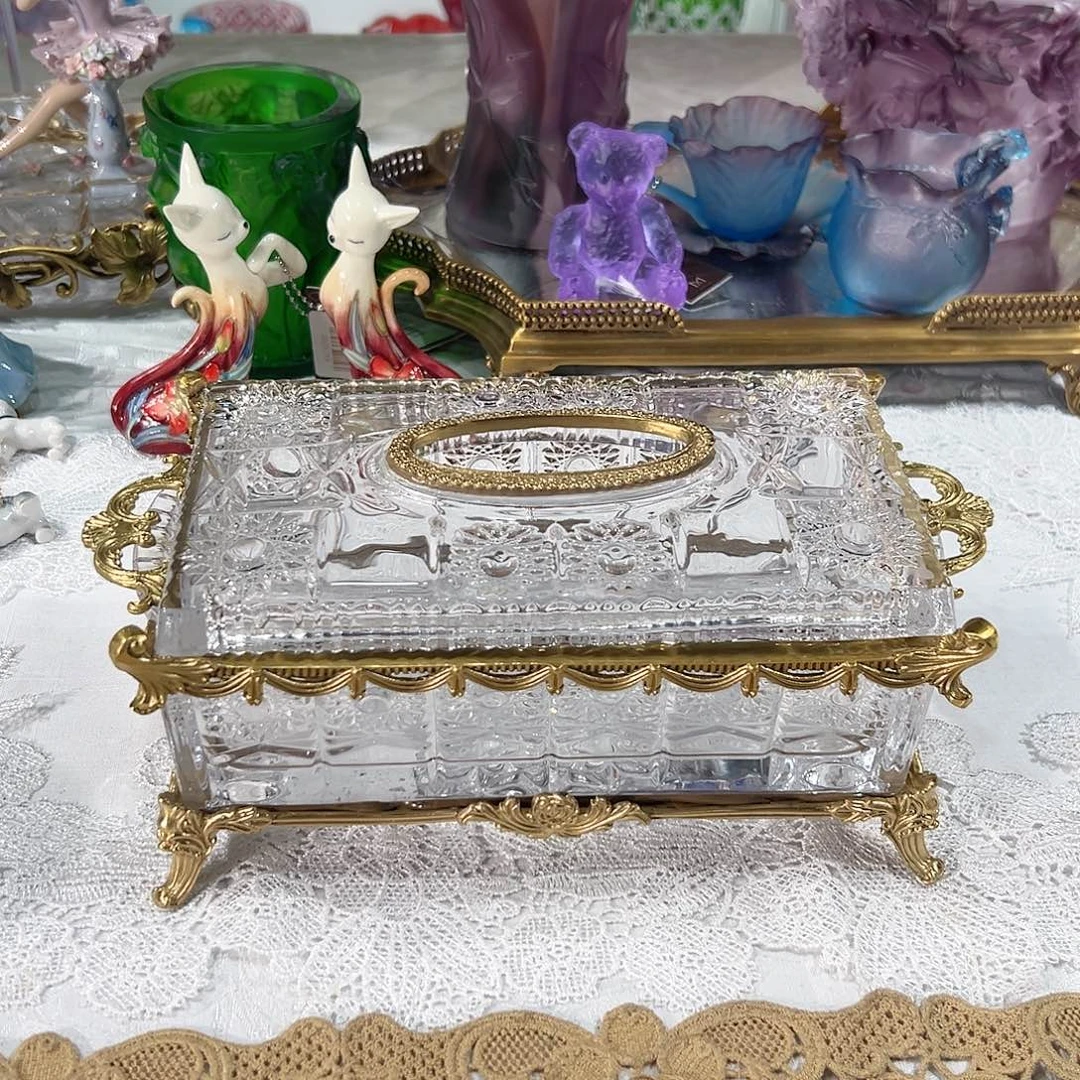 陶瓷D4315捷克水晶配铜纸巾盒