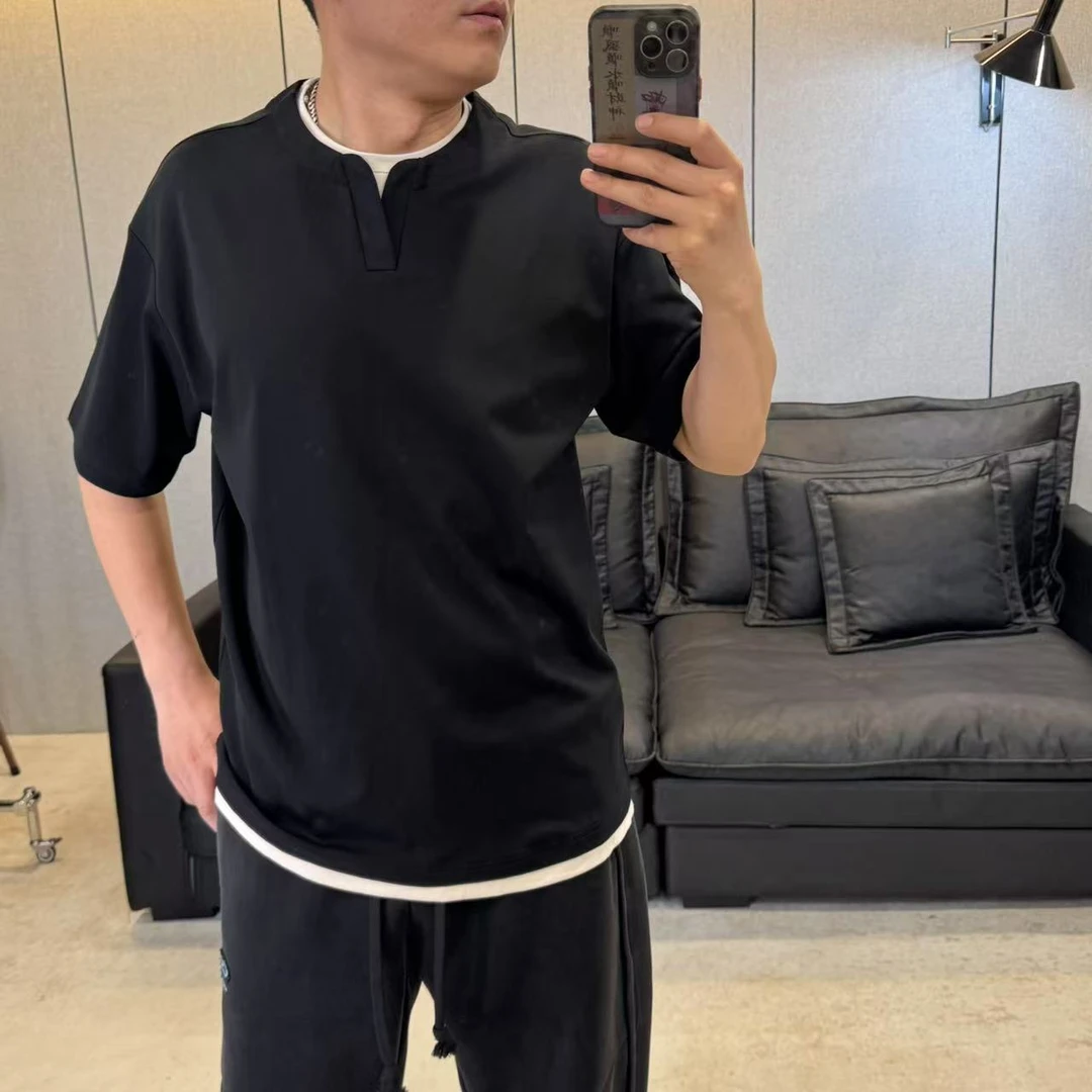 5010夏季免烫处理短袖青年T恤型男t恤男士男装纯色百搭简约潮流