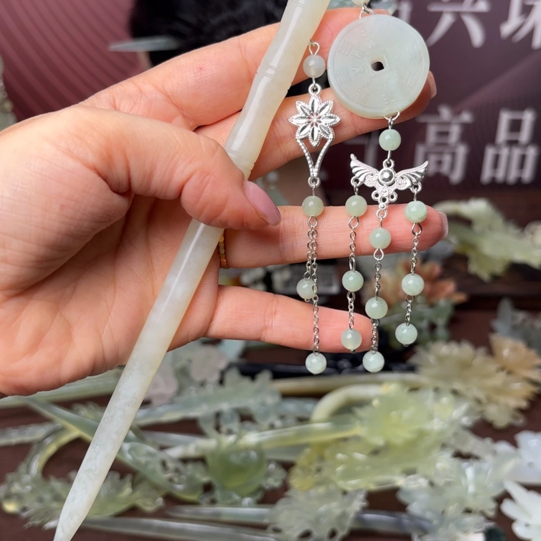 蛇纹石玉合金发饰