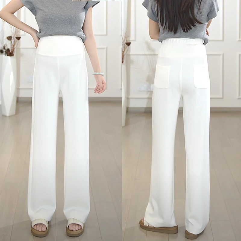 孕妇裤夏季新款品质窄版阔腿裤2025孕妇装洋气爆款冰爽托腹垂垂裤