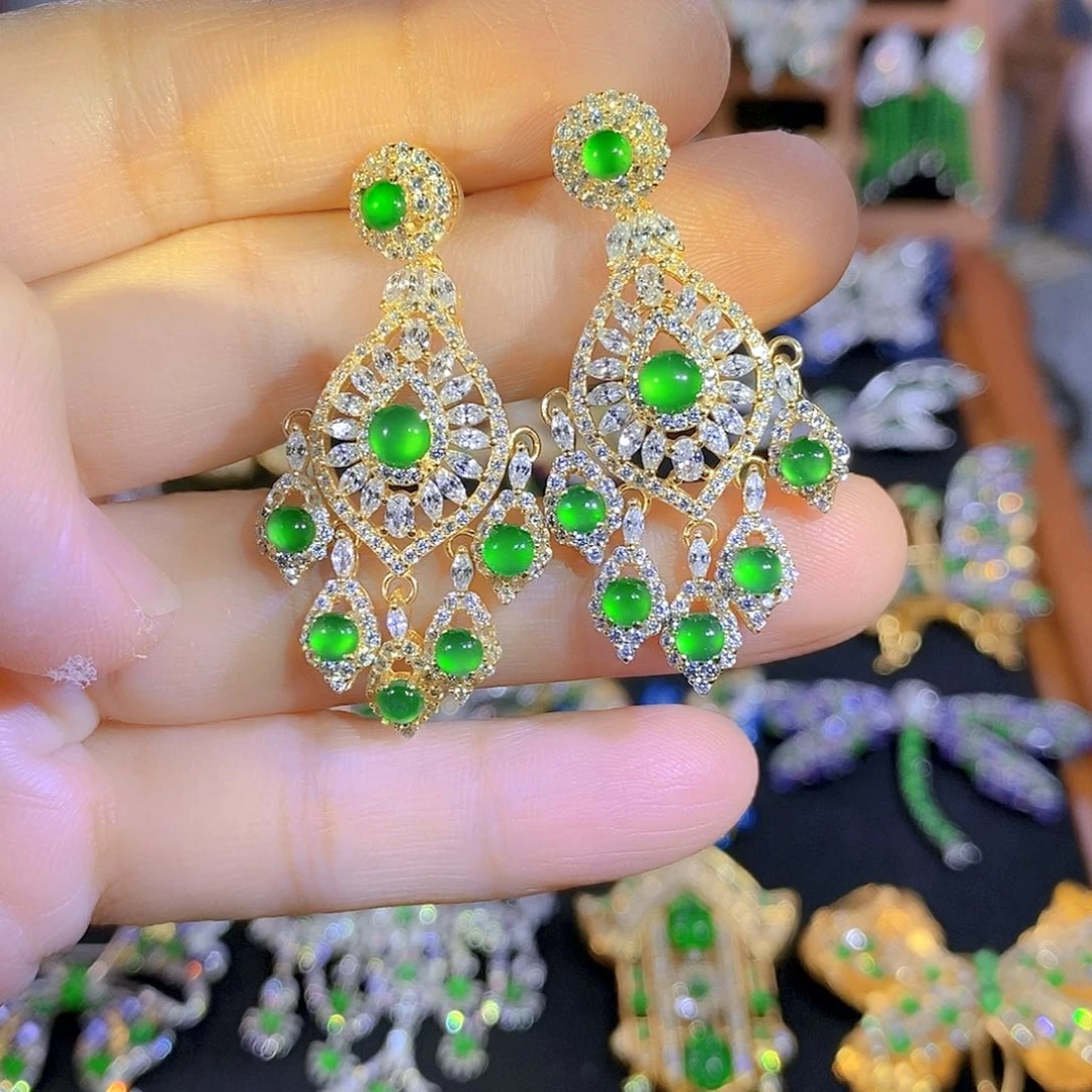 吊坠(不含链)银S925镶嵌翡翠