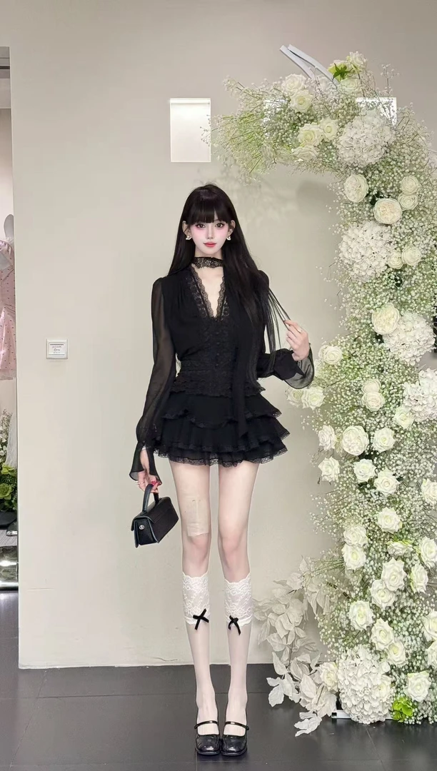 【精选优品】新款蕾丝开衫气质风显瘦时尚套装25432+25636