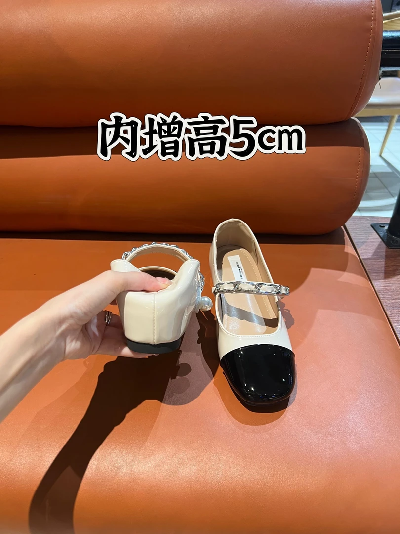 2025新款小香风增高5cm百搭单鞋浅口软底玛丽珍单鞋复古小单鞋