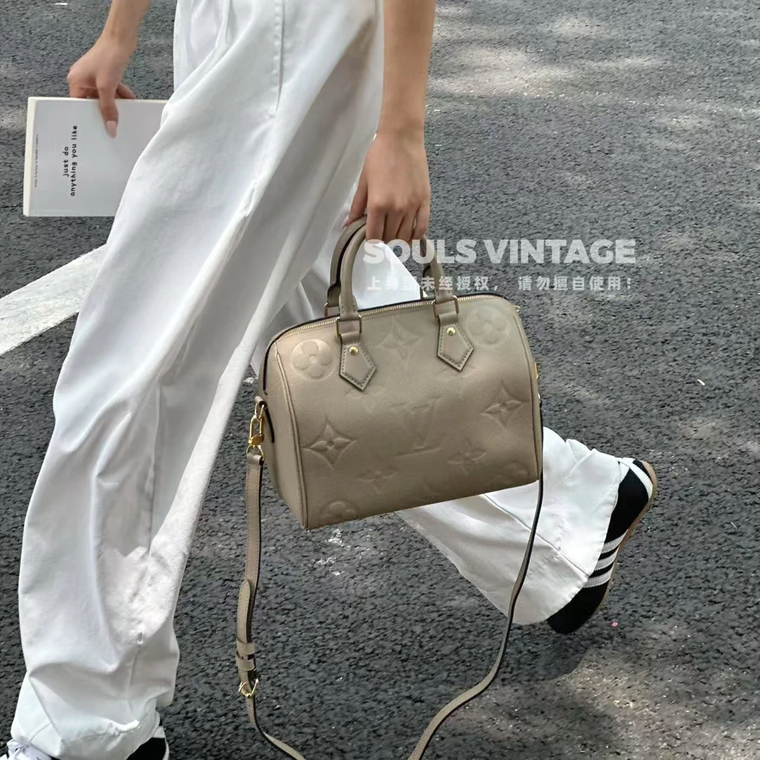 95新 LouisVuitton/路易威登 大象灰 牛皮 speedy25 /678309245