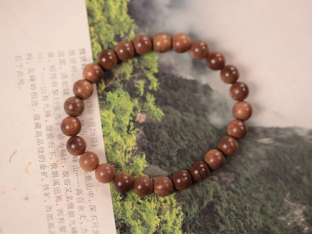 印度老山檀香7mm横纹沉水单圈手串-150