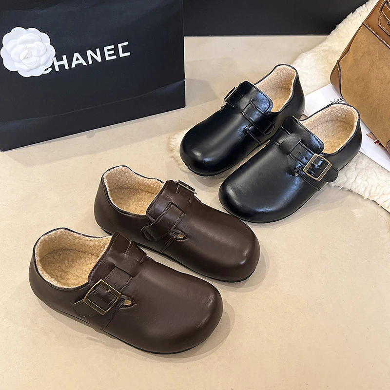 复古港风休闲风学院风纯色棉鞋勃肯区秋冬