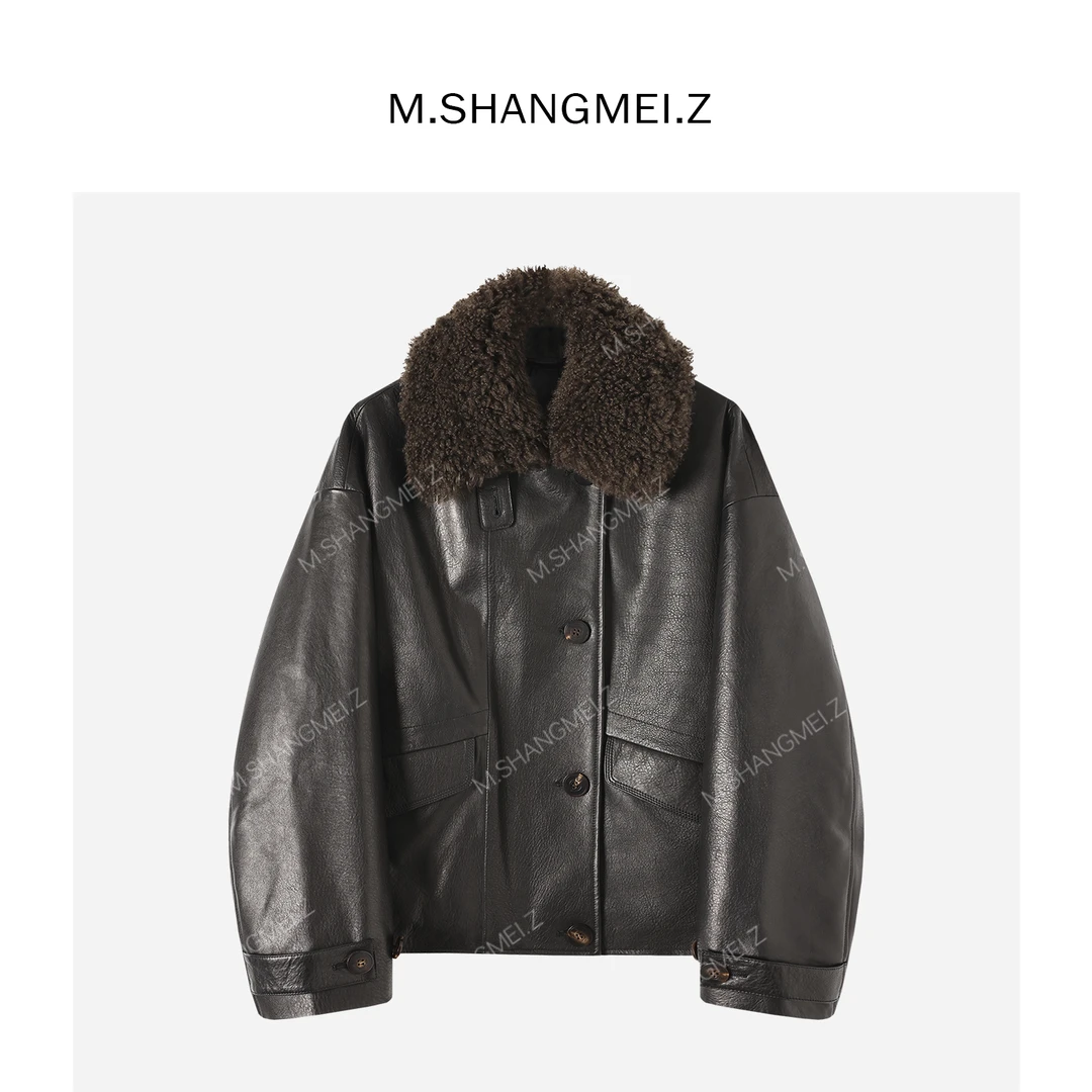 M.SHANGMEI.Z/沐熙【北逐】美大哥品质羊皮羊绒毛领保暖皮衣X113208