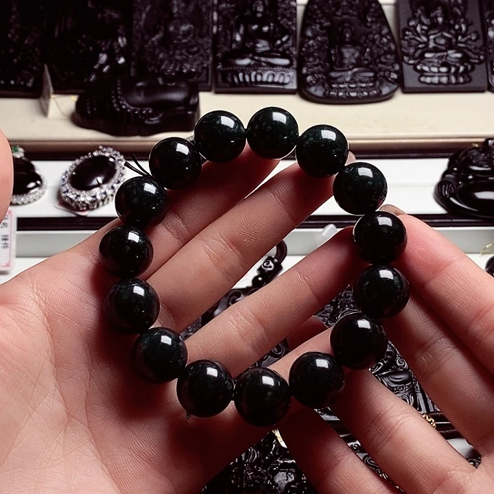 翡翠未镶嵌手链天然缅料A货卡14手串1204